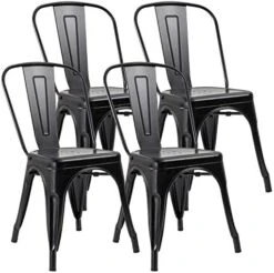 JUMMICO Metal Dining Chair Stackable Indoor-Outdoor Industrial Vintage Chairs Bistro Kitchen Cafe Side Chairs With Back Set Of 4 (Black) 15 JUMMICO Metal Dining Chair Stackable Indoor-Outdoor Industrial Vintage Chairs Bistro Kitchen Cafe Side Chairs With Back Set Of 4 (Black) -Songmics Furniture Shop 51THTgMonuL. AC