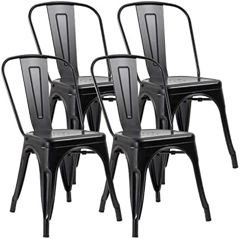 JUMMICO Metal Dining Chair Stackable Indoor-Outdoor Industrial Vintage Chairs Bistro Kitchen Cafe Side Chairs With Back Set Of 4 (Black) 7 JUMMICO Metal Dining Chair Stackable Indoor-Outdoor Industrial Vintage Chairs Bistro Kitchen Cafe Side Chairs With Back Set Of 4 (Black) - Image 7