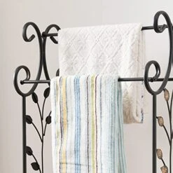 Kings Brand Furniture Black Metal With Gold Leaf Free Towel Rack Stand With Shelf