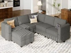 Belffin Modular Sectional Couch U-Shape Modulars Reversible Sectional Sofa Convertible Chaise Sofa With Storage Grey