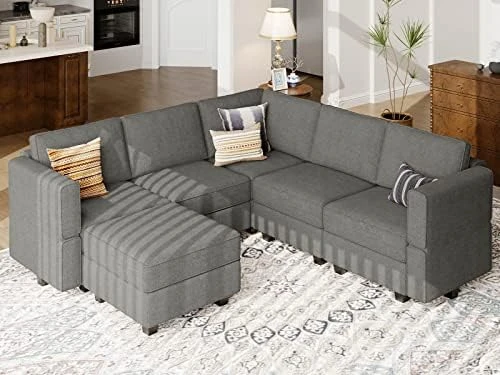 Belffin Modular Sectional Couch U-Shape Modulars Reversible Sectional Sofa Convertible Chaise Sofa With Storage Grey 14 Belffin Modular Sectional Couch U-Shape Modulars Reversible Sectional Sofa Convertible Chaise Sofa With Storage Grey - Image 14