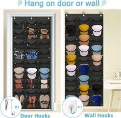 INPHER Hat Organizer For Baseball Caps - 27 Pockets Hat Racks For Baseball Caps Clear Deep Hat Storage Holder Rack For Wall Door With 6 Hooks 13 INPHER Hat Organizer For Baseball Caps - 27 Pockets Hat Racks For Baseball Caps Clear Deep Hat Storage Holder Rack For Wall Door With 6 Hooks -Songmics Furniture Shop 51TN6yT4nDL