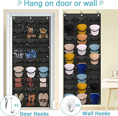 INPHER Hat Organizer For Baseball Caps - 27 Pockets Hat Racks For Baseball Caps Clear Deep Hat Storage Holder Rack For Wall Door With 6 Hooks 5 INPHER Hat Organizer For Baseball Caps - 27 Pockets Hat Racks For Baseball Caps Clear Deep Hat Storage Holder Rack For Wall Door With 6 Hooks - Image 5