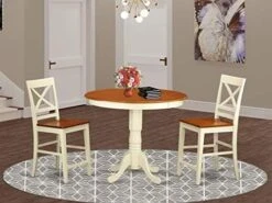 East West Furniture JAQU5-BLK-W 5 Piece Counter Height Dining Table Set Includes A Round Kitchen Table With Pedestal And 4 Dining Room Chairs, 36x36 Inch, Black & Cherry -Songmics Furniture Shop 51TXIaSSWL. AC