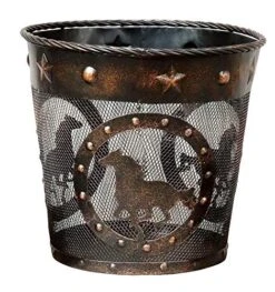 Aeiniwer Western Horse, Rope Trim Metal Wastebasket