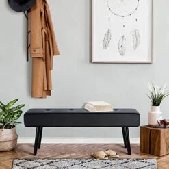 Comfy To Go Entryway Bench - Black Bench For Bedroom, Modern Ottoman End Of Bed, Velvet Padded Benches For Living Room, Foyer, Mudroom, Hallway - 39" L X 14" W X 17" H (Black) -Songmics Furniture Shop 51TbmbJNllL