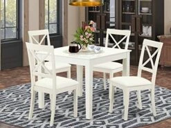 EAST WEST FURNITURE 5 Pc Small Kitchen Table Set And 4 Hard Wood Dining Chairs. In Linen White -Songmics Furniture Shop 51Tc1Iwey3L. AC