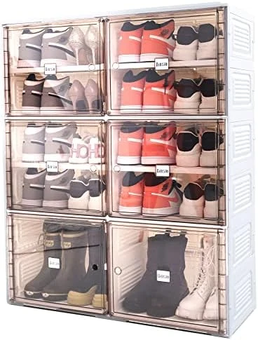 BINSIO Shoe Rack Closet Organizer And Storage, Portable Shoe Rack For Entry Way, Foldable Shoe Boxes, Fast Easy Assemble Shoe Cabinet, One Piece Sturdy Plastic Shoe Shelf, Clear Brown Doors, 6 Tiers 7 BINSIO Shoe Rack Closet Organizer And Storage, Portable Shoe Rack For Entry Way, Foldable Shoe Boxes, Fast Easy Assemble Shoe Cabinet, One Piece Sturdy Plastic Shoe Shelf, Clear Brown Doors, 6 Tiers - Image 7