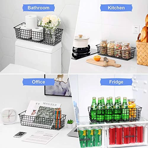 VITVITI Toilet Paper Storage With Handle, Toilet Tissue Holder, Metal Wire Storage Organizer Bins Basket, For Bathroom/Wall Mounted, Set Of 2, Black 3 VITVITI Toilet Paper Storage With Handle, Toilet Tissue Holder, Metal Wire Storage Organizer Bins Basket, For Bathroom/Wall Mounted, Set Of 2, Black - Image 3