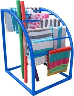 7 Bar Curved PVC Towel Rack - Free Standing Poolside Storage Organizer - Also Stores Floats, Paddles And Noodles, 37.5" W X 37.5" L X 49.5" H, (Brown) Style 144574 -Songmics Furniture Shop 51TkHajn6LL. AC
