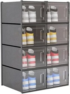 WAYTRIM Clear Shoe Storage Box, Stackable Shoe Organizer Plastic Shoe Container With Lids Foldable Sneaker Storage Boxes Saving Space Shoe Organizer For Closet Fit To Women Size 10, White 15 WAYTRIM Clear Shoe Storage Box, Stackable Shoe Organizer Plastic Shoe Container With Lids Foldable Sneaker Storage Boxes Saving Space Shoe Organizer For Closet Fit To Women Size 10, White -Songmics Furniture Shop 51Tny3vgIJL. AC