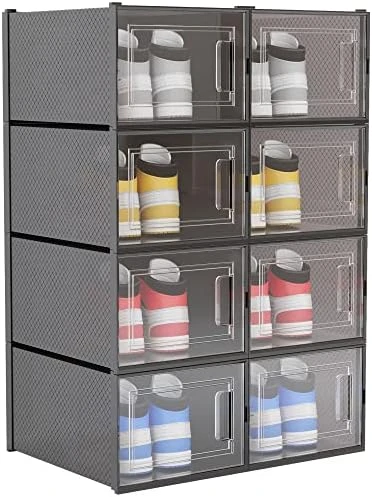 WAYTRIM Clear Shoe Storage Box, Stackable Shoe Organizer Plastic Shoe Container With Lids Foldable Sneaker Storage Boxes Saving Space Shoe Organizer For Closet Fit To Women Size 10, White 7 WAYTRIM Clear Shoe Storage Box, Stackable Shoe Organizer Plastic Shoe Container With Lids Foldable Sneaker Storage Boxes Saving Space Shoe Organizer For Closet Fit To Women Size 10, White - Image 7