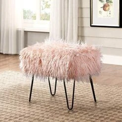 Home Soft Things Mongolian Faux Fur Ottoman, Antique White, 19'' X 13'' X 17'', Cozy Plush Fluffy Ottoman Foot Rest Stool For Living Room Bedroom Entryway Makeup Bench End Of Bed Home Décor -Songmics Furniture Shop 51TpmLH9WL. AC
