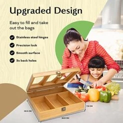 Umiboo Bamboo Ziplock Bag Organizer For Drawer | Zip Lock Bag Organizer | Ziploc Bag Organizer | Storage Bag Organizer | Sandwich Baggie Organizer For Your Kitchen Drawer | Plastic Bag Organizer -Songmics Furniture Shop 51TvNEoHCNL