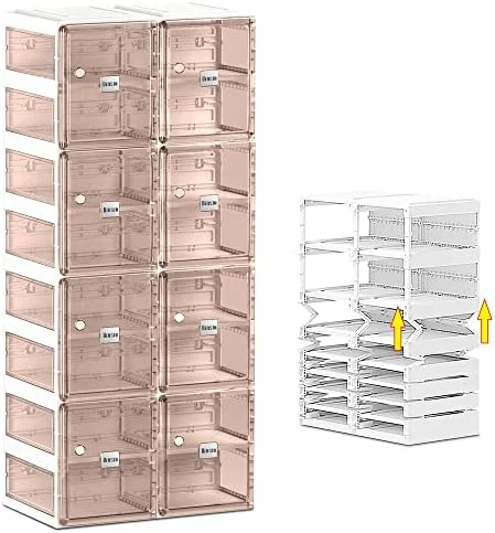 BINSIO Shoe Rack Closet Organizer And Storage, Portable Shoe Rack For Entry Way, Foldable Shoe Boxes, Fast Easy Assemble Shoe Cabinet, One Piece Sturdy Plastic Shoe Shelf, Clear Brown Doors, 6 Tiers 8 BINSIO Shoe Rack Closet Organizer And Storage, Portable Shoe Rack For Entry Way, Foldable Shoe Boxes, Fast Easy Assemble Shoe Cabinet, One Piece Sturdy Plastic Shoe Shelf, Clear Brown Doors, 6 Tiers - Image 8