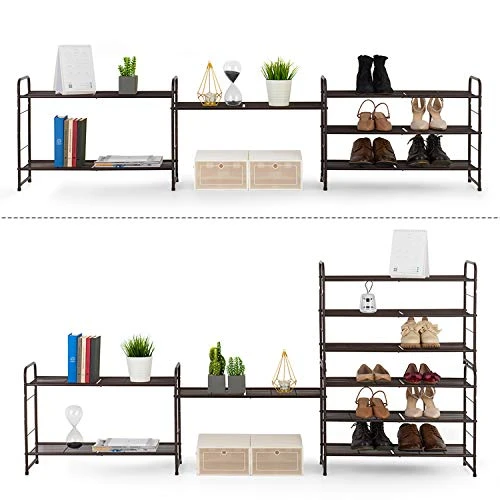 Bextsrack 3-Tier Shoe Rack, Stackable & Adjustable Wire Grid Shoe Shelf Storage Organizer For Closet Bedroom Entryway - Bronze 3 Bextsrack 3-Tier Shoe Rack, Stackable & Adjustable Wire Grid Shoe Shelf Storage Organizer For Closet Bedroom Entryway - Bronze - Image 3