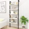 Recaceik 5 Tier Ladder Bookshelf With Storage, Open Wall Mount Bookcase Wooden Ladder Shelf Organizer With Metal Frame, Display Storage Rack Shelves Plant Flower For Living Room, Bedroom