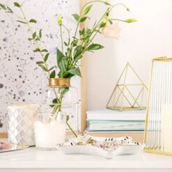 Trycooling Hand Painted Tiger Skin Ceramic Jewelry Dish Small Jewelry Rack Tray Rings Bracelets Earrings Trays Holder (Gold) -Songmics Furniture Shop 51U2F0C2oWL