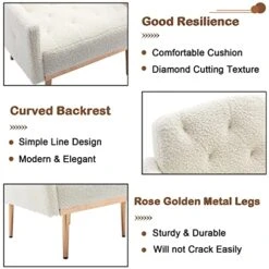 KINFFICT Modern Accent Chair, Upholstered Single Sofa Arm Chair For Living Room And Bedroom, Upholstered Comfy Armchair Chair With Solid Tapered Metal Legs, White -Songmics Furniture Shop 51U3AX7ctgL