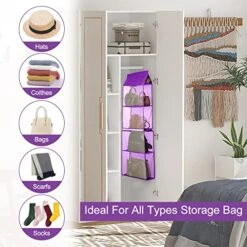 TABITORA Detachable Hanging Handbag Organizer Easy Unpack Hanging Organizer For Bags Purple 11 TABITORA Detachable Hanging Handbag Organizer Easy Unpack Hanging Organizer For Bags Purple -Songmics Furniture Shop 51UE74bBzeL