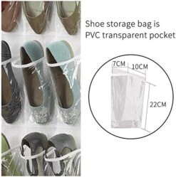 ManGotree Over The Door Shoe Organizer, Clear Hanging Shoe Rack Holder With 24 Pockets, Foldable Shoe Storage For Slippers, Sandals, High Heels, Sneakers Or Accessories (White) -Songmics Furniture Shop 51UEnZmhdJL