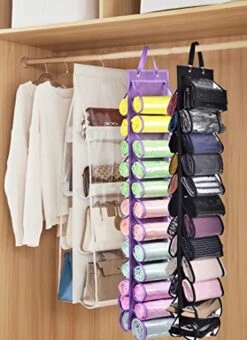 AARAINBOW 2 Packs Yoga Legging Storage Organizer, Hanging Closet Organizer With 24 Roll Compartments Hanging Clothes Storage Bag For Pants, Tank Top, Towel, T-Shirt (24 Pockets, Black Purple) 14 AARAINBOW 2 Packs Yoga Legging Storage Organizer, Hanging Closet Organizer With 24 Roll Compartments Hanging Clothes Storage Bag For Pants, Tank Top, Towel, T-Shirt (24 Pockets, Black Purple) -Songmics Furniture Shop 51UFbsa5WfL