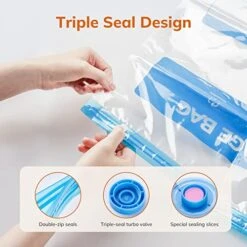 Vacuum Storage Bag Set With Cordless Electric Air Pump, 12 Pack-(3x Large, 3x Medium, 3x Small, 3x X-Small) Double Zip Seal Space Saver Bag, Vacuum Sealer Bags For Travel And Outdoor Storage -Songmics Furniture Shop 51UGR834AgL