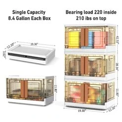 Potahouse Storage Bins With Lids 8.4 Gal 1 Pack Stackable Folding Storage Box Closet Organizer Collapsible Storage Container With Doors And Wheels -Songmics Furniture Shop 51UGsVO4USL
