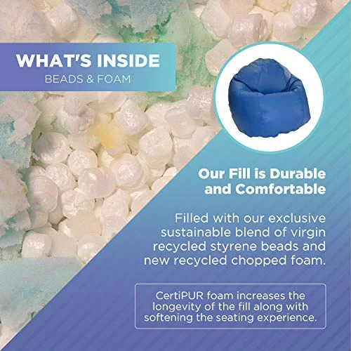 Bean Products Large Vinyl Bean Bag Chair | Filled W/Polystyrene Beads & CertiPUR Foam | Made In USA | 36”W, 36”L, 40”H | 20lb | Available In 2 Sizes | Perfect For Adults, Teens & Kids | Purple 5 Bean Products Large Vinyl Bean Bag Chair | Filled W/Polystyrene Beads & CertiPUR Foam | Made In USA | 36”W, 36”L, 40”H | 20lb | Available In 2 Sizes | Perfect For Adults, Teens & Kids | Purple - Image 5