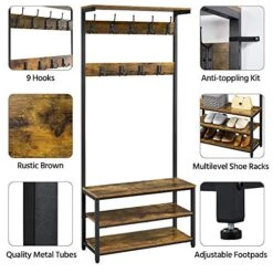 Yaheetech Entryway Coat Rack Shoe Bench, Hall Tree With Storage Shelf, Shoe Rack With Coat Rack Wood, Storage Bench For Entryway -Songmics Furniture Shop 51UNs329riL