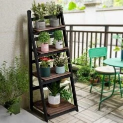 GENERIC 4-Tier Wooden Ladder Shelf - Foldable Bookcase Storage Rack - Foldable Wooden Ladder-Plant Shelf (Grey) 15 GENERIC 4-Tier Wooden Ladder Shelf - Foldable Bookcase Storage Rack - Foldable Wooden Ladder-Plant Shelf (Grey) -Songmics Furniture Shop 51UP4AFrYAL. AC