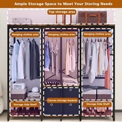 IRONCK Garment Racks With Shelves 4 Drawers And 8 Hooks Heavy Duty Closet Organizer For Hanging Clothes, Freestanding Closet Wardrobe Rack, Vintage Brown 6 IRONCK Garment Racks With Shelves 4 Drawers And 8 Hooks Heavy Duty Closet Organizer For Hanging Clothes, Freestanding Closet Wardrobe Rack, Vintage Brown -Songmics Furniture Shop 51UbkCQOgmL