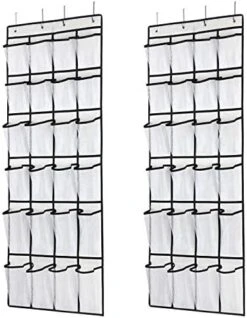 SAVERHO Hanging Shoe Organizer, Over The Door Shoe Organizer With 24 Mesh Large Pockets Door Shoe Rack For Men Women Kids Hanging Door Shoe Holder Size:58x21 Inch (White-2pack) -Songmics Furniture Shop 51UcBO1AkjL. AC