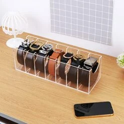 AFOROEOA 2Pack Belt Organizer, Acrylic Belt Storage Holder 7 Compartments Clear Belt Display Case Belt Container Holder For The Closet Drawer Bow Tie Watch Jewelry Bracelets Ring Cosmetic -Songmics Furniture Shop 51UfMNceeNL