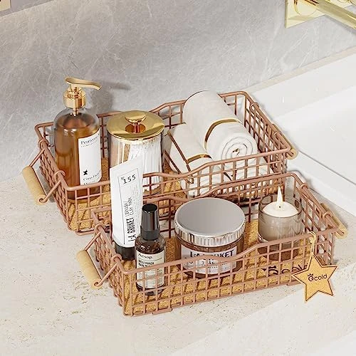 Metal Wire Basket Storage, Bathroom Basket For Organizing, Bathroom Counter Organizer With Wooden Handles, Farmhouse Bathroom Decor Tray, Toilet Paper Basket Storage (Set Of 3, Black) 14 Metal Wire Basket Storage, Bathroom Basket For Organizing, Bathroom Counter Organizer With Wooden Handles, Farmhouse Bathroom Decor Tray, Toilet Paper Basket Storage (Set Of 3, Black) - Image 14
