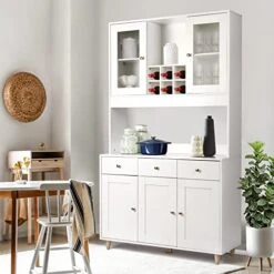 SMOOL 71" Traditional Freestanding Kitchen Pantry, Pantry Cabinet With 3 Drawers, Kitchen Cupboard With 5 Storage Cabinets, White -Songmics Furniture Shop 51UjqLUQR5L