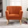 MELLCOM Mid Century Modern Accent Chair, Comfy Linen Fabric Club Chair With Solid Wood Legs Tufted Back, Upholstered Armchair Chairs For Living Room, Reading Room, Bedroom, Orange/Blue