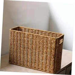 Magazine Newspaper Basket Storage Basket Holder Stand Storage Containers For Drawers Magazine Storage Basket Seagrass Storage Basket Sundries Basket Handled Woven Basket -Songmics Furniture Shop 51Ul1ib67TL