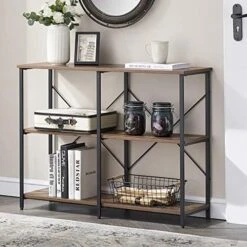 GRELO HOME Foyer Tables For Entryway, Rustic Narrow Console Table For Living Room, 3-Tier Industrial Sofa Table, 39 Inch Gray Oak -Songmics Furniture Shop 51Um1Uh0d3L. AC
