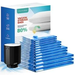 Vacuum Storage Bag Set With Cordless Electric Air Pump, 12 Pack-(3x Large, 3x Medium, 3x Small, 3x X-Small) Double Zip Seal Space Saver Bag, Vacuum Sealer Bags For Travel And Outdoor Storage