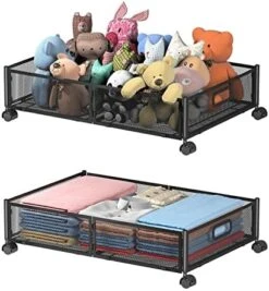 Under Bed Storage Containers, Under Bed Shoe Storage With Wheels, Foldable Bedroom Storage Organization With Handles, Under Bed Storage Bins Drawer For Clothes, Blankets And Shoes, Bedding (2 Pack, Black) 20 Under Bed Storage Containers, Under Bed Shoe Storage With Wheels, Foldable Bedroom Storage Organization With Handles, Under Bed Storage Bins Drawer For Clothes, Blankets And Shoes, Bedding (2 Pack, Black) -Songmics Furniture Shop 51UntEupp L. AC