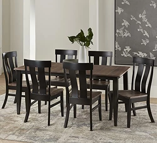 5 Piece Solid Maple Wood Dining Room Set | Full Kitchen Table Set With Table And 4 Chairs | Brown And White Rectangle Table With Eased Edge And Distressing, Extendable Table Length | Handmade In USA 7 5 Piece Solid Maple Wood Dining Room Set | Full Kitchen Table Set With Table And 4 Chairs | Brown And White Rectangle Table With Eased Edge And Distressing, Extendable Table Length | Handmade In USA - Image 7