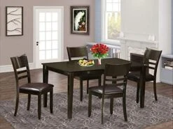 East West Furniture CALY6-CAP-W 6 Piece Kitchen Table & Chairs Set Contains A Rectangle Dining Table And 4 Dining Room Chairs With A Bench, 36x60 Inch, Cappuccino -Songmics Furniture Shop 51Uq2o2Q PL. AC