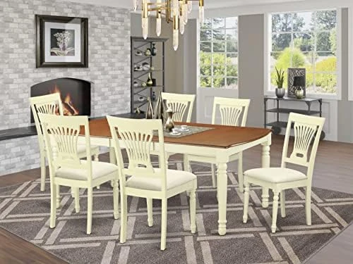 East West Furniture DOPL7-BCH-W Dining Set, 7 Pieces 9 East West Furniture DOPL7-BCH-W Dining Set, 7 Pieces - Image 9