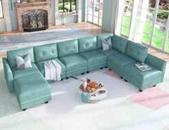 LLappuil Modular Sectioanl Sofa 9 Seater Oversized Couch With Storage U Shape Sectional With Ottoman, Waterproof Anti-Scratch Antistatic, Brown -Songmics Furniture Shop 51UrITkZ0RL. AC