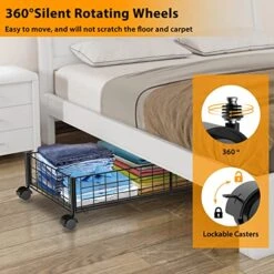 PIGTAB Under Bed Storage Containers - Metal Under Bed Storage With Wheels, Foldable Underbed Storage Containers For Organizing Clothing, Shoes, Toys, Blankets, And Linen (Black) 6 PIGTAB Under Bed Storage Containers - Metal Under Bed Storage With Wheels, Foldable Underbed Storage Containers For Organizing Clothing, Shoes, Toys, Blankets, And Linen (Black) -Songmics Furniture Shop 51UswltOJML