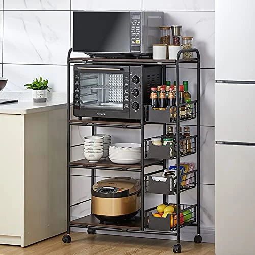 Gdrasuya10 Kitchen Microwave Oven Stand Baker's Rack, Large Capacity Utility Storage Shelf 4-Tier + 5-Tier Shelf Ideal For Storing Tableware Kitchenware Spice Microwave Oven Baker Rack 2 Gdrasuya10 Kitchen Microwave Oven Stand Baker's Rack, Large Capacity Utility Storage Shelf 4-Tier + 5-Tier Shelf Ideal For Storing Tableware Kitchenware Spice Microwave Oven Baker Rack - Image 2