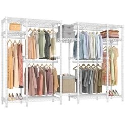 VIPEK V22S Garment Rack Heavy Duty Clothes Rack Large Portable Wardrobe Clothes Storage Organizer Closet With 6 Hang Rods & 8 Shelves - Extra Wide - 104.5" Lx16.5 Wx76.4 H, Max Load 1000lbs, White
