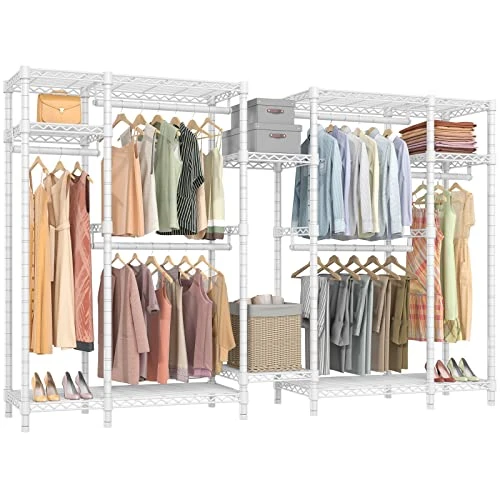 VIPEK V22S Garment Rack Heavy Duty Clothes Rack Large Portable Wardrobe Clothes Storage Organizer Closet With 6 Hang Rods & 8 Shelves - Extra Wide - 104.5" Lx16.5 Wx76.4 H, Max Load 1000lbs, White 1 VIPEK V22S Garment Rack Heavy Duty Clothes Rack Large Portable Wardrobe Clothes Storage Organizer Closet With 6 Hang Rods & 8 Shelves - Extra Wide - 104.5" Lx16.5 Wx76.4 H, Max Load 1000lbs, White