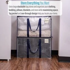 VENO 8 Pack Extra Large Transparent Moving Storage Bags With Zippers, Foldable Heavy-Duty Tote For Space Saving, Alternative To Moving Boxes, Packing Supplies, Plastic Storage Bins (Clear, 8 Pack) -Songmics Furniture Shop 51V7ZYGQxUL